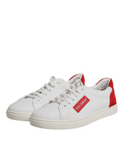 Dolce & Gabbana White Suede Leather Low Top Sneakers Shoes