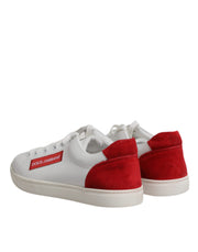 Dolce & Gabbana White Suede Leather Low Top Sneakers Shoes