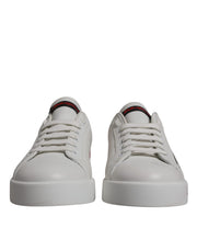 Dolce & Gabbana White Red Leather Logo Low Top Sneakers Shoes