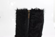 Dolce & Gabbana Black Xiangao Lamb Fur Leather Boots Shoes