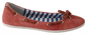 Pantofola D'Oro Scarlet Red Blue Stripe Flat Slip-On Shoes