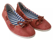 Pantofola D'Oro Scarlet Red Blue Stripe Flat Slip-On Shoes