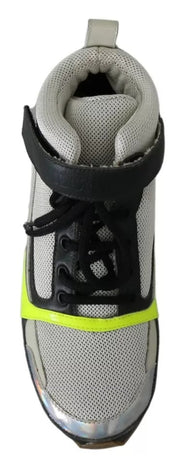 Jil Sander Fog Gray Neon Green Black Lace-Up Strap Shoes