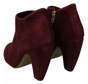 Steve Madden Maroon Blush Velvet Suede Penelope Ankle Boots Shoes