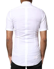 Dolce & Gabbana White GOLD Button Down Casual Men Polo Shirt