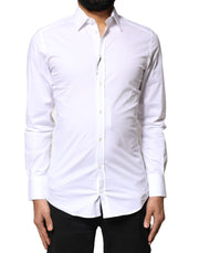 Dolce & Gabbana White GOLD Cotton Long Sleeves Dress Shirt