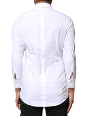 Dolce & Gabbana White GOLD Cotton Long Sleeves Men Dress Shirt