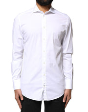 Dolce & Gabbana White GOLD Cotton Long Sleeves Dress Shirt
