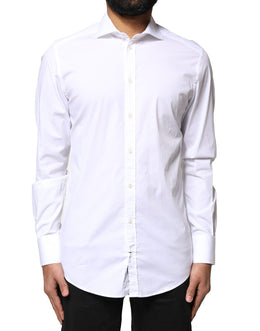 Dolce & Gabbana White GOLD Cotton Long Sleeves Dress Shirt