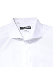 Dolce & Gabbana White GOLD Cotton Long Sleeves Dress Shirt