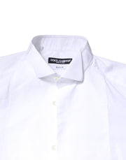 Dolce & Gabbana White GOLD CottonPoplin Bib Formal Dress Shirt