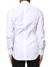 Dolce & Gabbana White GOLD Cotton Long Sleeves Men Dress Shirt