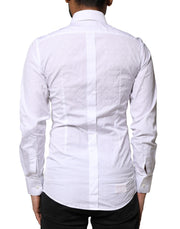 Dolce & Gabbana White GOLD Cotton Long Sleeves Dress Shirt
