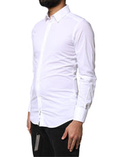 Dolce & Gabbana White GOLD Cotton Long Sleeves Dress Shirt