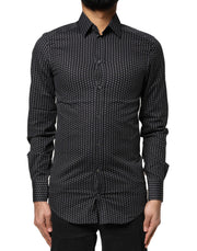 Dolce & Gabbana Black GOLD Patterned Cotton Men Dress Shirt