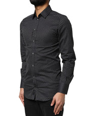 Dolce & Gabbana Black GOLD Patterned Cotton Men Dress Shirt