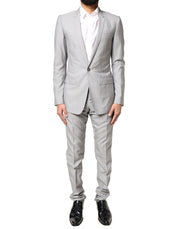 Dolce & Gabbana Light Gray Wool GOLD 2 Piece Formal Suit
