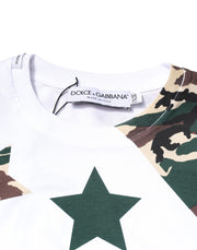 Dolce & Gabbana White Camouflage Stars Crew Neck T-shirt