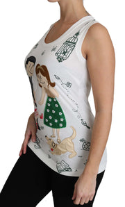 Dolce & Gabbana White Cotton #dgfamily Sleeveless Shirt Tank Top