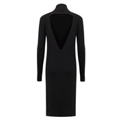 Bottega Veneta Black Wool Long Dress