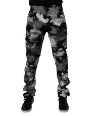 Dolce & Gabbana Multicolor Camouflage Tattered Skinny Denim Jeans