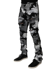 Dolce & Gabbana Multicolor Camouflage Tattered Skinny Denim Jeans