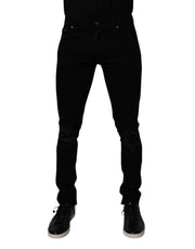 Dolce & Gabbana Black Cotton Stretch Skinny Men Denim Jeans