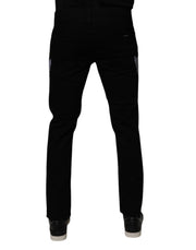 Dolce & Gabbana Black Floral Cotton Skinny Men Denim Jeans