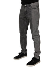 Dolce & Gabbana Two Tone Gray Cotton Denim Jeans