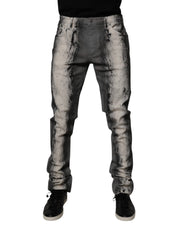 Dolce & Gabbana Gray Tie Dye Cotton Skinny Men Denim Jeans