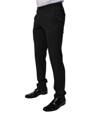 Dolce & Gabbana Black Polyester Tapered Formal Men Dress Pants