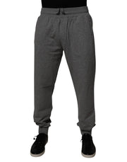 Dolce & Gabbana Gray Logo Cotton Jogger Men Sweatpants Pants