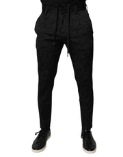 Dolce & Gabbana Black Brocade Polyester Skinny Dress Pants