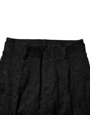 Dolce & Gabbana Black Brocade Polyester Skinny Dress Pants