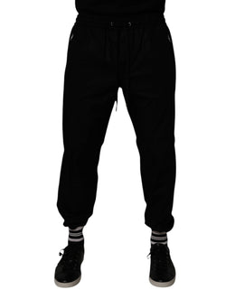Dolce & Gabbana Black Cotton Men Jogger Sweatpants Pants