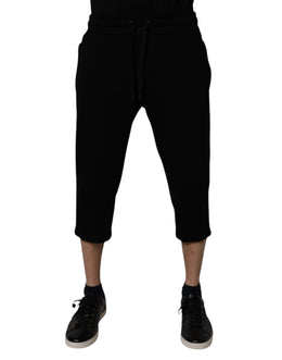 Dolce & Gabbana Black Cotton Blend Cropped Sweatpants Pants