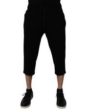 Dolce & Gabbana Black Cotton Blend Cropped Sweatpants Pants