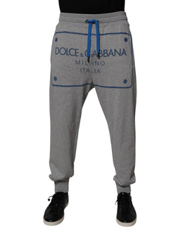 Dolce & Gabbana Gray Logo Cotton Men Jogger Sweatpants Pants