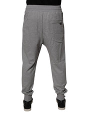 Dolce & Gabbana Gray Logo Cotton Men Jogger Sweatpants Pants