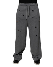Dolce & Gabbana Gray Cotton RipStyle Straight Sweatpants Pants