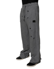 Dolce & Gabbana Gray Cotton RipStyle Straight Sweatpants Pants
