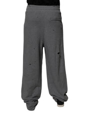 Dolce & Gabbana Gray Cotton RipStyle Straight Sweatpants Pants