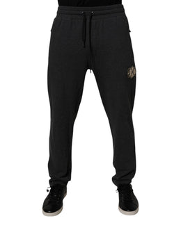 Dolce & Gabbana Dark Gray Logo Cotton Jogger Sweatpants Pants