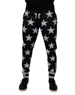 Dolce & Gabbana Black White Stars Jogger Men Sweatpants Pants