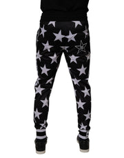 Dolce & Gabbana Black White Stars Jogger Men Sweatpants Pants
