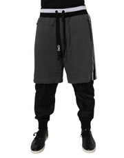 Dolce & Gabbana Black Gray Cotton Layered Men Sweatpants Pants