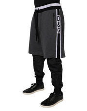 Dolce & Gabbana Black Gray Cotton Layered Men Sweatpants Pants