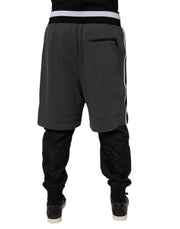 Dolce & Gabbana Black Gray Cotton Layered Men Sweatpants Pants