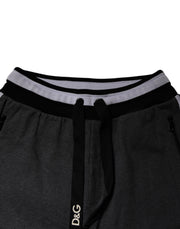 Dolce & Gabbana Black Gray Cotton Layered Men Sweatpants Pants