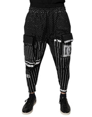 Dolce & Gabbana Black Polka Dot Stripes Cargo Jogger Sweatpants Pants